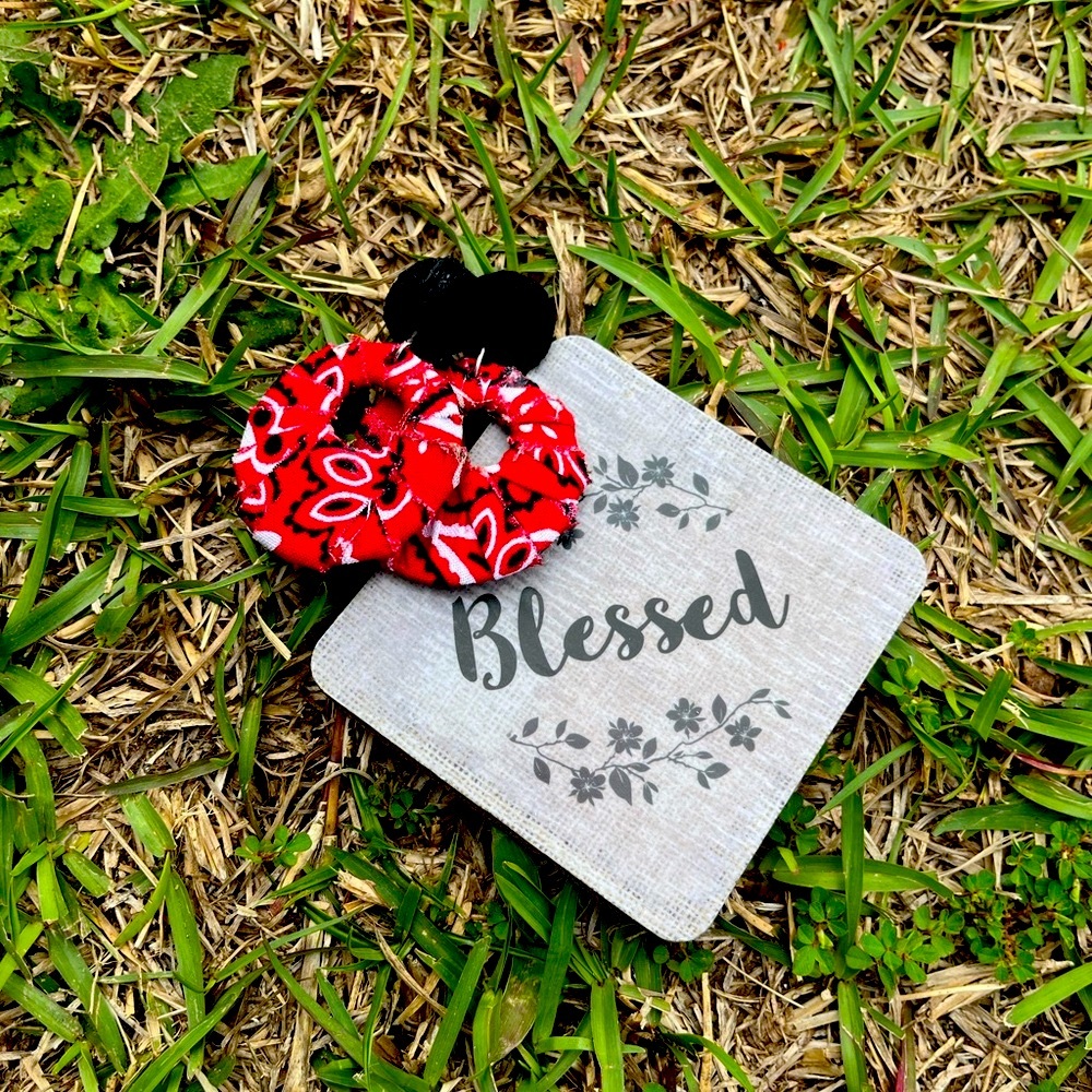 Red Paisley Fabric Handmade Earrings